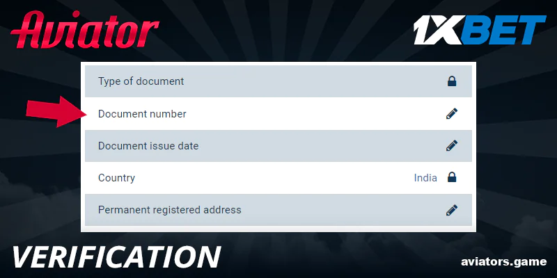 Verify your profile at 1xBet Aviator India
