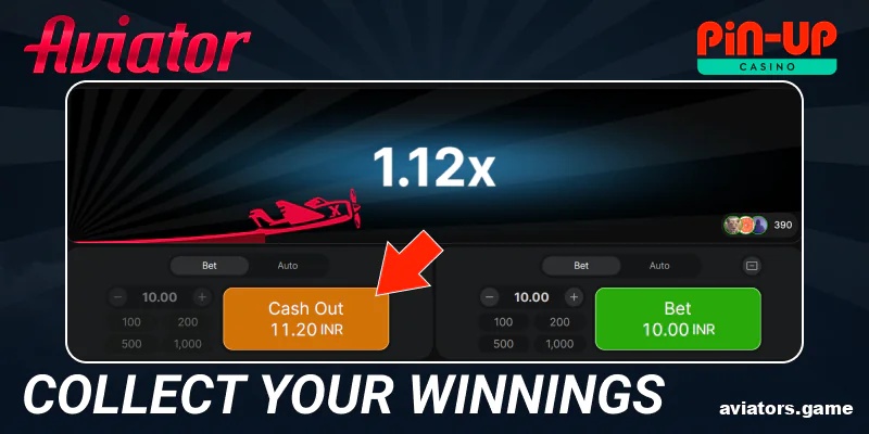 Collect your winnings in Aviator game